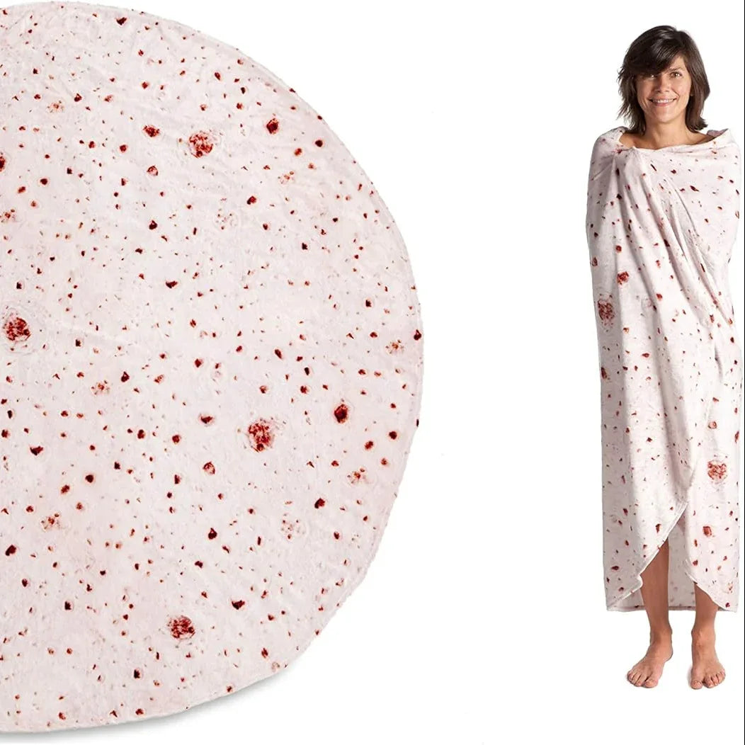 Kanguru Cream Piadina Burrito Tortilla Blanket – 63‑inch Round Fleece Throw - Gomix Brands Outlet